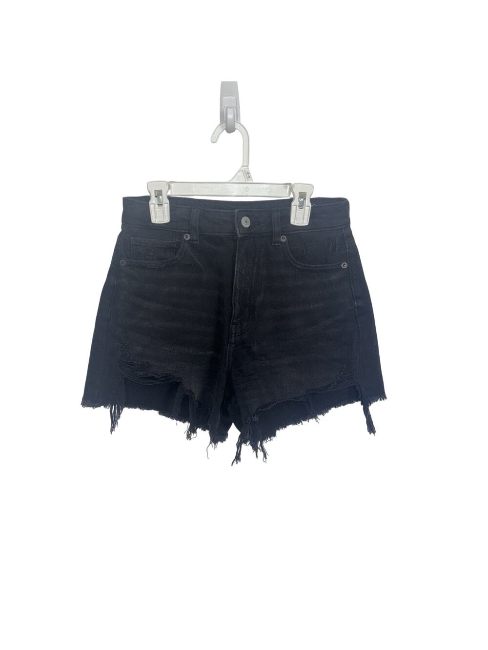 American Eagle Black Distressed Highest Rise Mom Short Stretch Waist 0